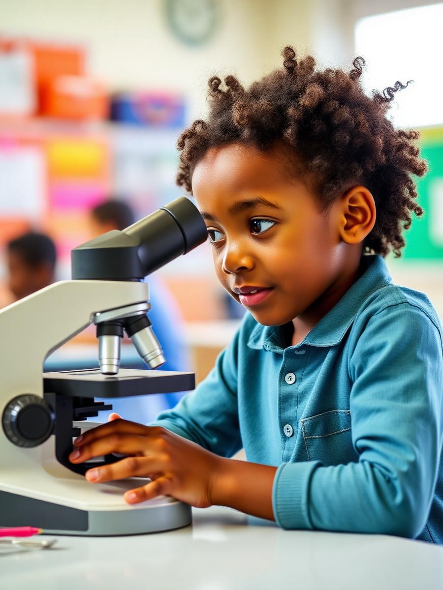 Student at microscope